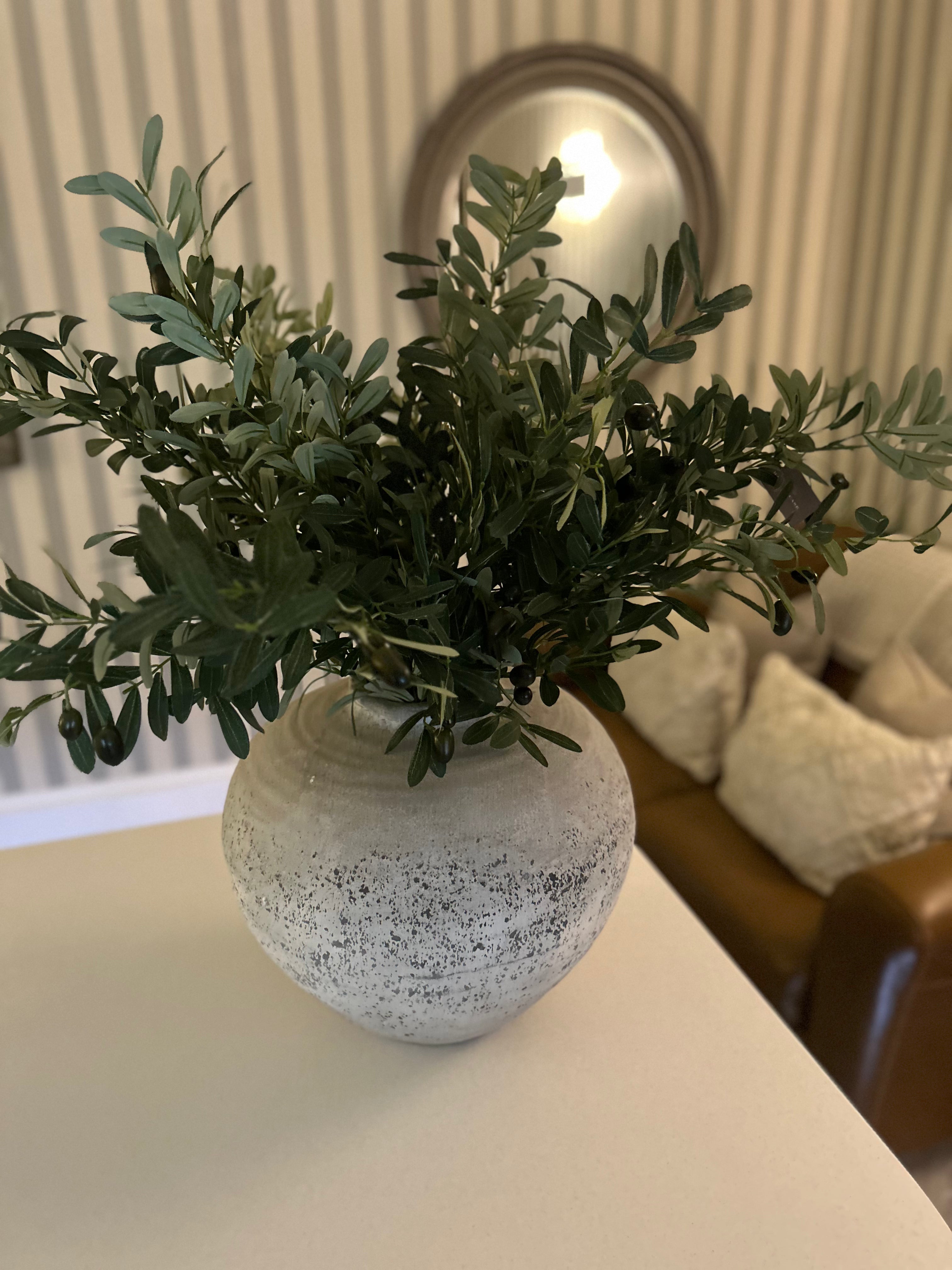 Luxury Stone Vase & Olive Branch Display