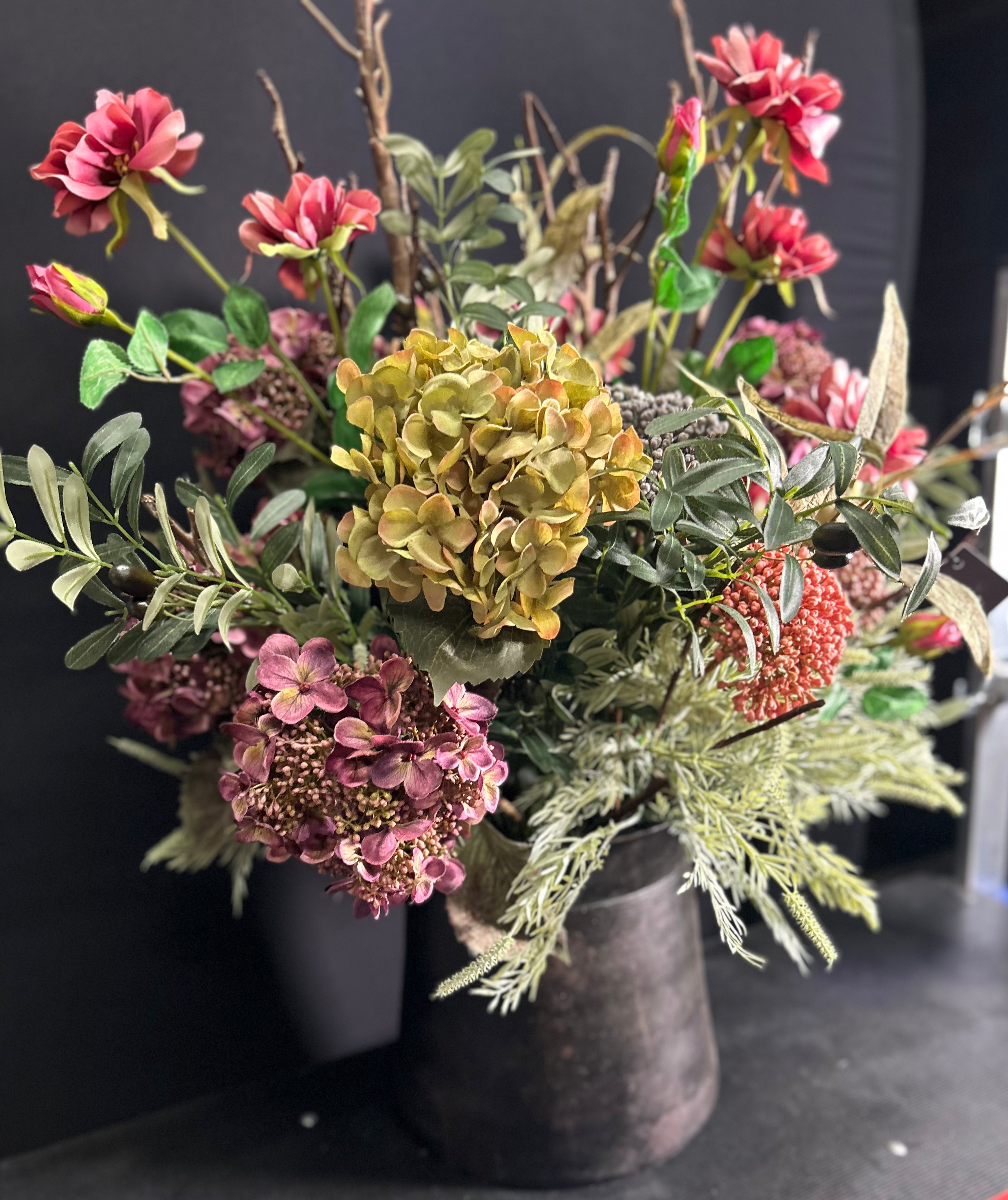 Luxury Wild Flowers with Black Stone Vase Display