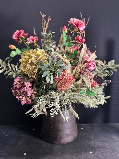 Luxury Wild Flowers with Black Stone Vase Display