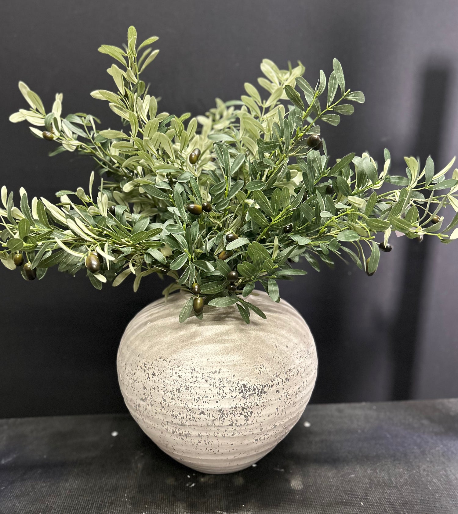 Luxury Stone Vase &amp; Olive Branch Display