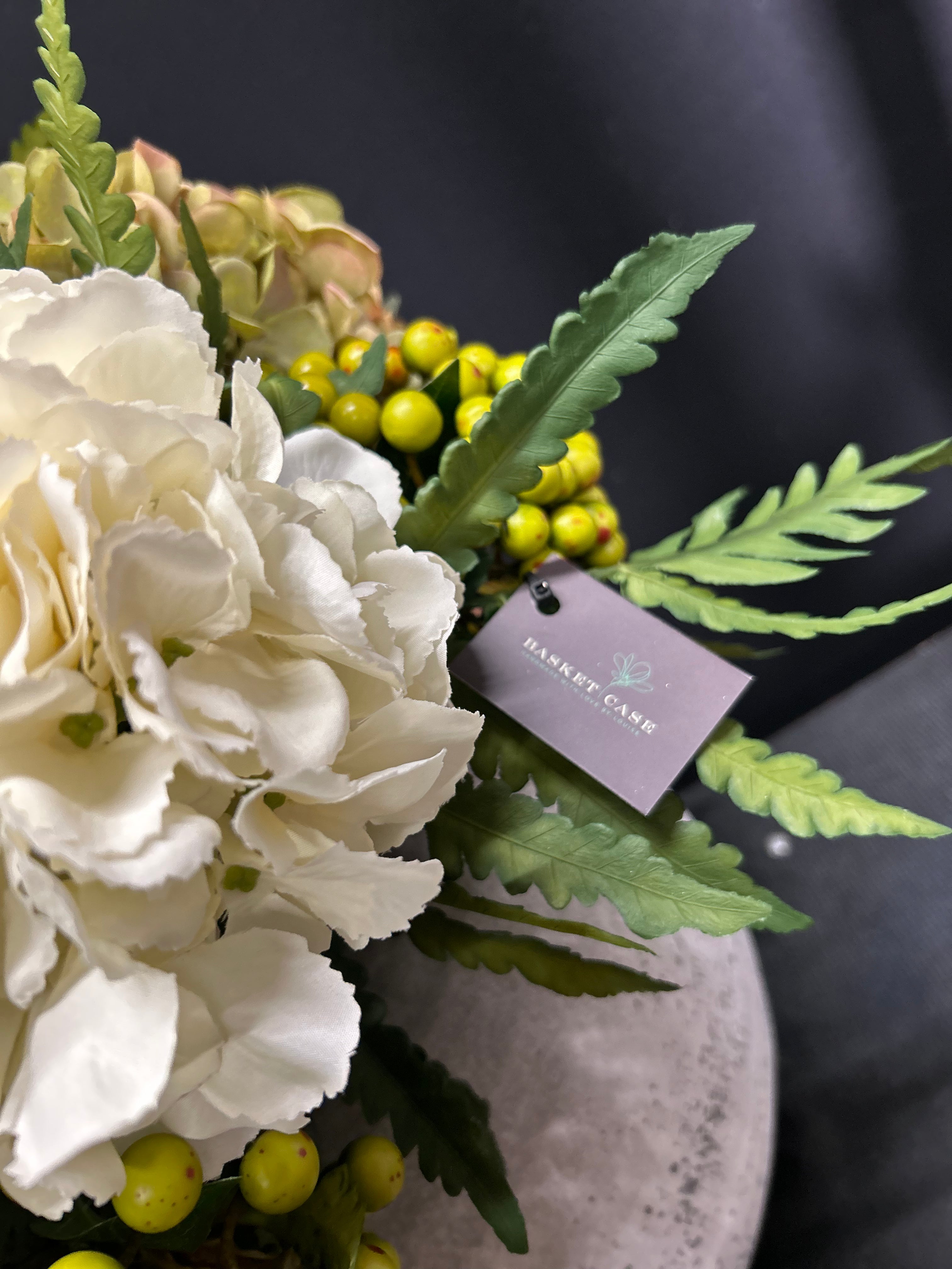 Luxury Ivory and Green Hydrangea Stone Vase Display