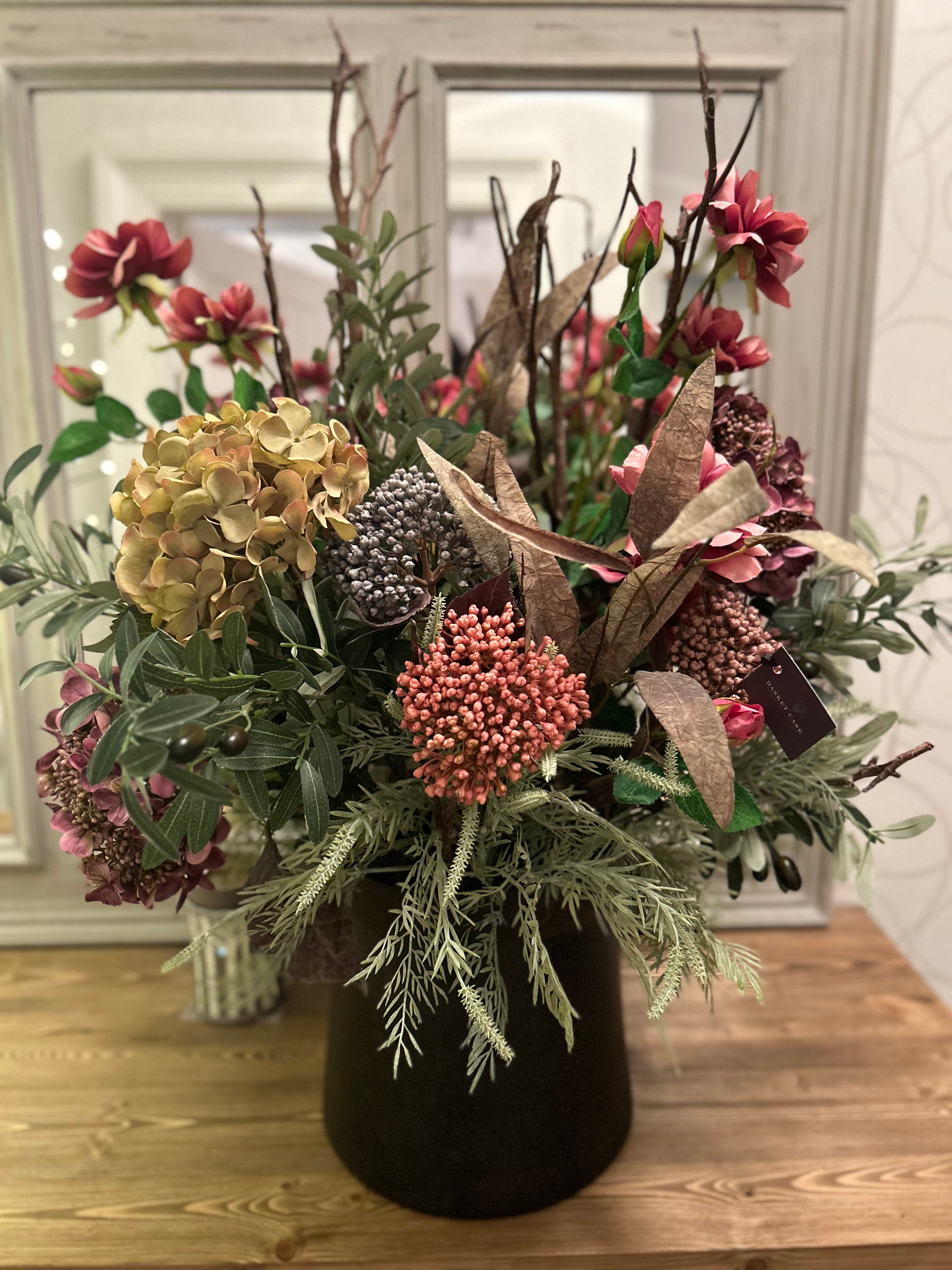 Luxury Wild Flowers with Black Stone Vase Display