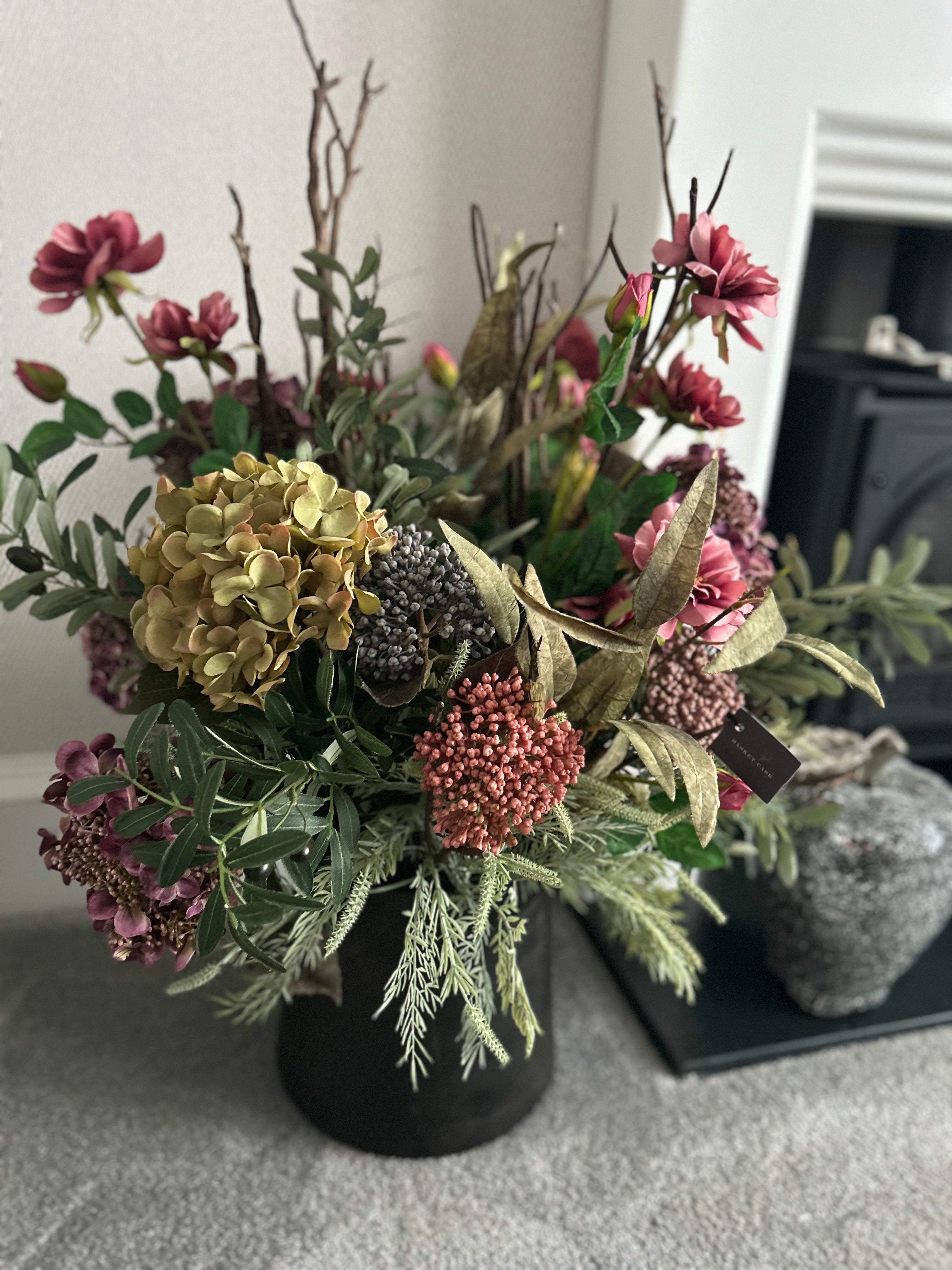 Luxury Wild Flowers with Black Stone Vase Display