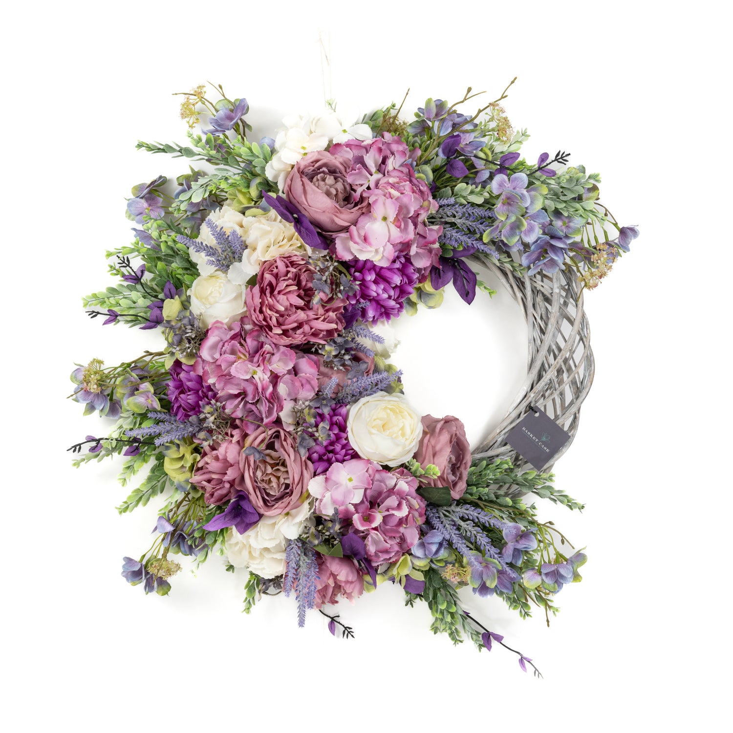 Wreath - Half Floral Wicker Purple