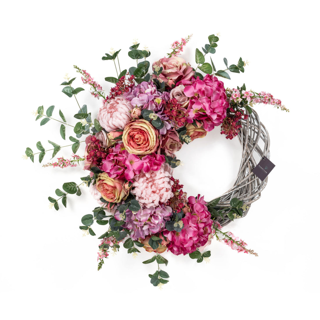 Wreath - Half Floral Wicker Hot Pink